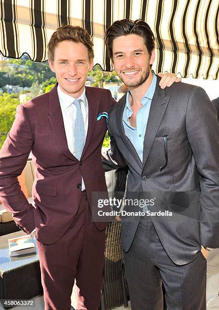 Actors Eddie Redmayne and Ben Barnes wearing Burberry at Eddie Redmayne, Vanity Fair And Burberry Celebrate BAFTA Los Angeles and the Britannia...