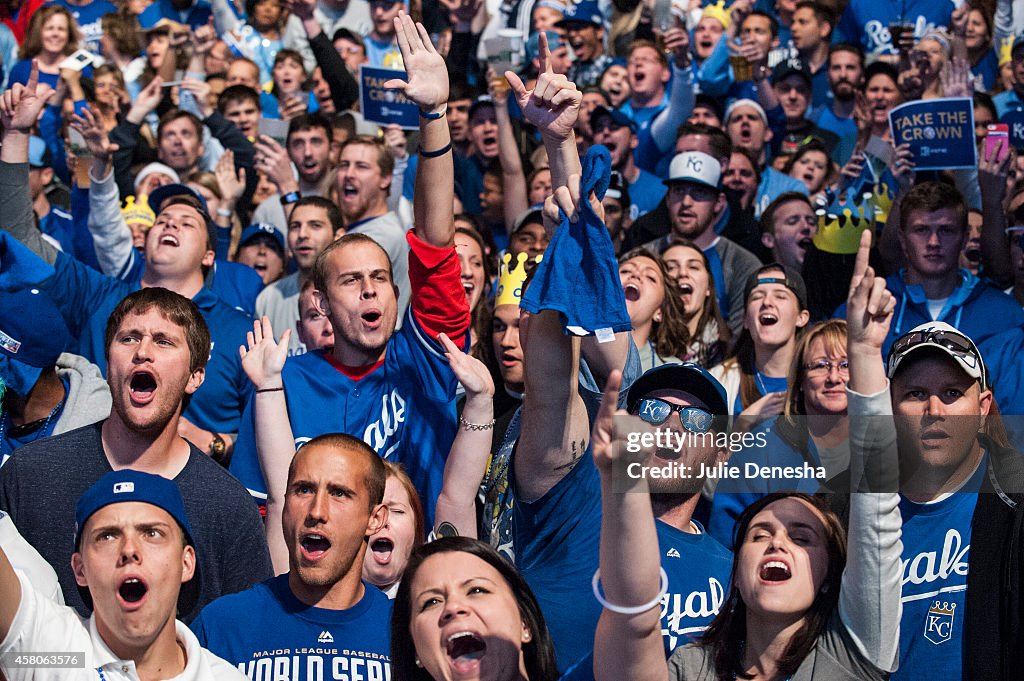 Kansas City Royals Fans Gather To Watch Game Seven Of World Series Against San Francisco Giants