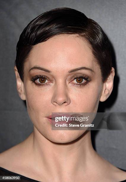 Actress Rose McGowan attends amfAR LA Inspiration Gala honoring Tom Ford at Milk Studios on October 29, 2014 in Hollywood, California.