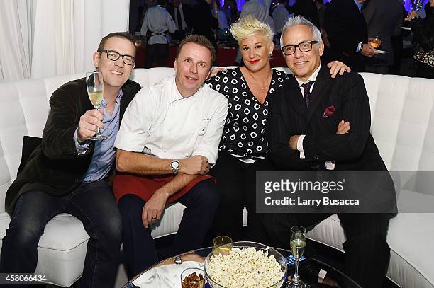 Chefs Ted Allen, Marc Murphy, Anne Burrell, and Geoffrey Zakarian attend City Harvest's 20th annual Bid Against Hunger on October 29, 2014 in New...
