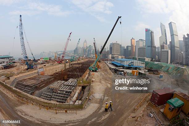 hong kong central - reclaimed land stock pictures, royalty-free photos & images