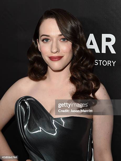 Actress Kat Dennings attends amfAR LA Inspiration Gala honoring Tom Ford at Milk Studios on October 29, 2014 in Hollywood, California.