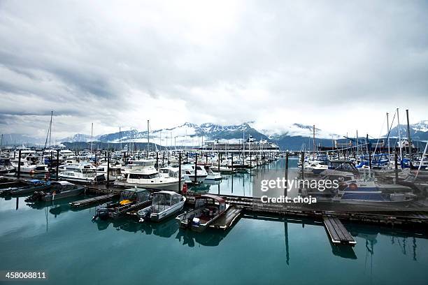 harbor in seward alaska,usa ,big cruising ship on background - barrow alaska stock pictures, royalty-free photos & images