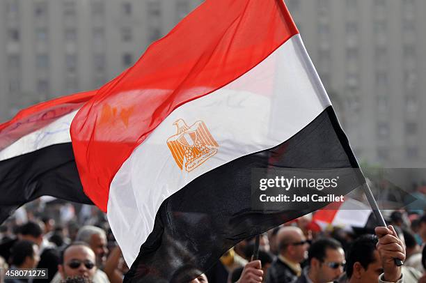 egyptian flag at rally - egypt flag stock pictures, royalty-free photos & images