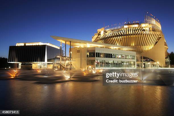 illuminated montreal casino building at sunset - buzbuzzer stock pictures, royalty-free photos & images