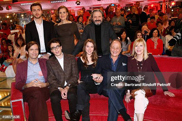 Actors Simon Larvaron, Armelle, Eric Laugerias, Thierry Samitier, Simon Jeannin, Main guest of the show actress Chantal Ladesou, her husband Michel...