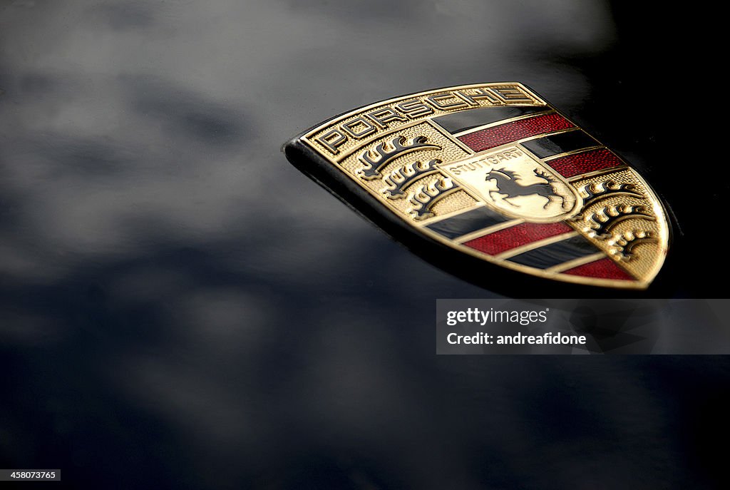 Porsche Logo on Black, Macro