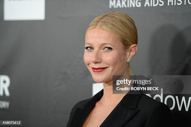 Actress Gwyneth Paltrow attends amfARs fifth annual Inspiration Gala in Los Angeles, October 29, 2014 at Milk Studios in Hollywood, California. AFP...