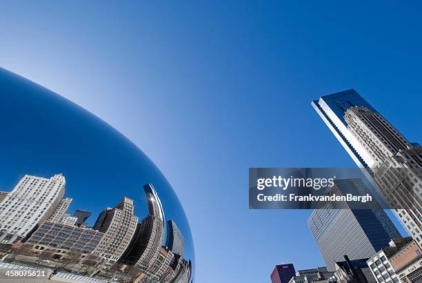 chicago reflections - chicago illinois bean stock pictures, royalty-free photos & images