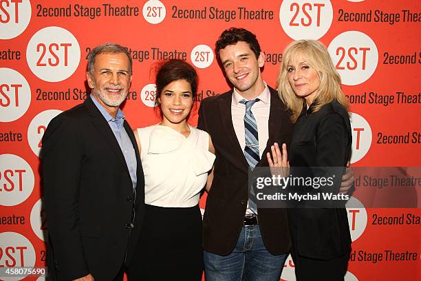 Tony Plana, America Ferrera, Michael Urie and Judith Light attend the opening night after party for "Lips Together, Teeth Apart" at Four at Yotel on...