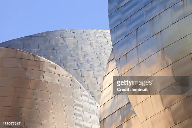 details of modern architecture: guggenheim museum bilbao - bilbao stock pictures, royalty-free photos & images