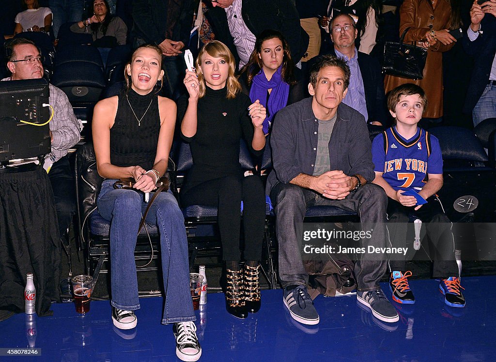 Celebrities Attend The Chicago Bulls Vs New York Knicks Game - October 29, 2014