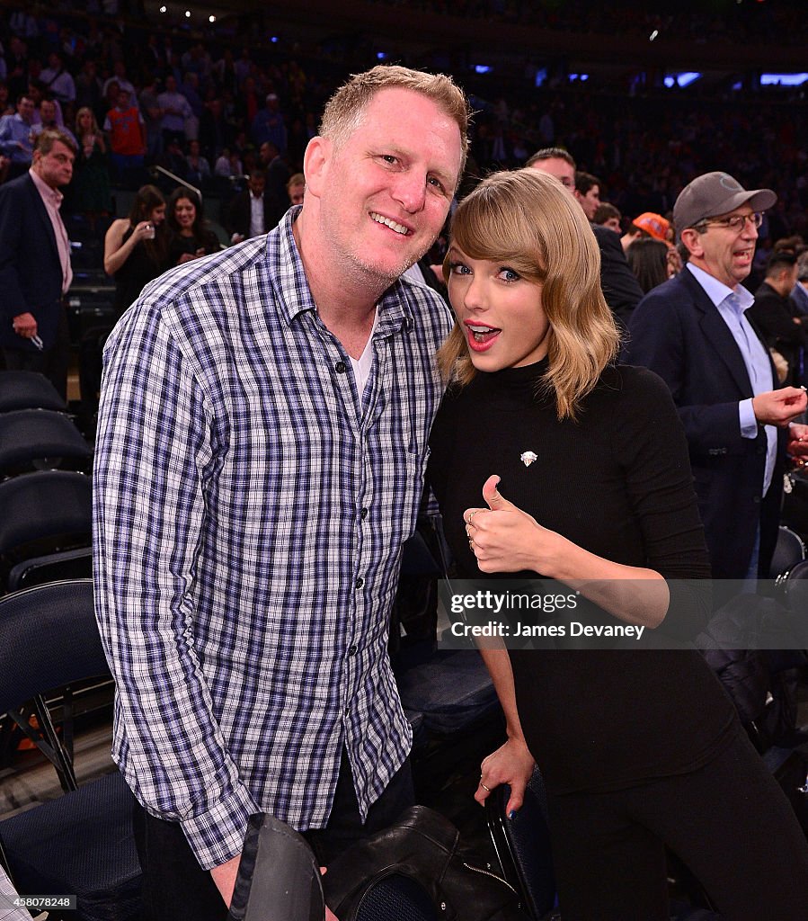 Celebrities Attend The Chicago Bulls Vs New York Knicks Game - October 29, 2014