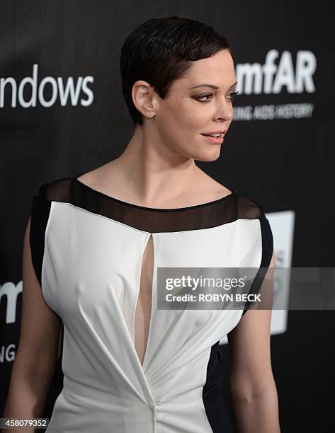 Actress Rose McGowan attends amfARs fifth annual Inspiration Gala in Los Angeles, October 29, 2014 at Milk Studios in Hollywood, California. AFP...