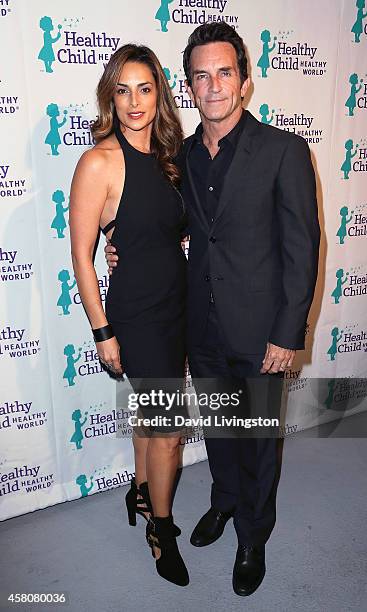 Host Jeff Probst and wife Lisa Ann Russell attend the Mom On A Mission 6th Annual Awards & Gala at the London Hotel on October 29, 2014 in West...