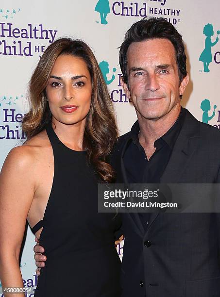 Host Jeff Probst and wife Lisa Ann Russell attend the Mom On A Mission 6th Annual Awards & Gala at the London Hotel on October 29, 2014 in West...