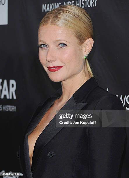 Actress Gwyneth Paltrow arrives at the 2014 amfAR LA Inspiration Gala at Milk Studios on October 29, 2014 in Hollywood, California.