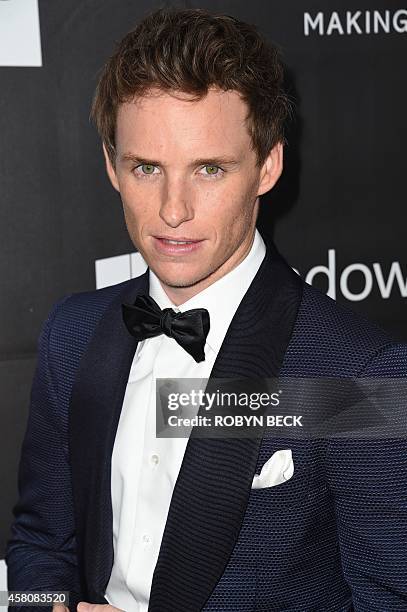 Actor Eddie Redmayne attends amfARs fifth annual Inspiration Gala in Los Angeles, October 29, 2014 at Milk Studios in Hollywood, California. AFP...