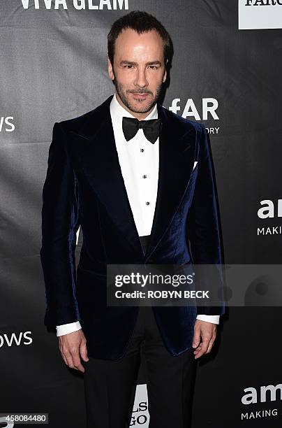 Designer Tom Ford attends amfARs fifth annual Inspiration Gala in Los Angeles, October 29, 2014 at Milk Studios in Hollywood, California. AFP PHOTO /...