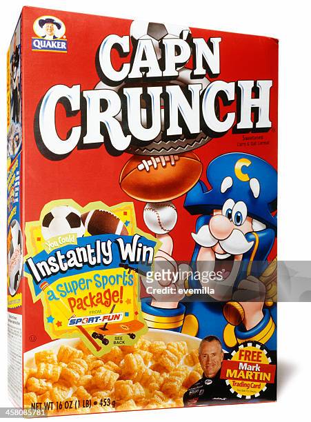cap'n crunch cereal - cereal box stockfoto's en -beelden