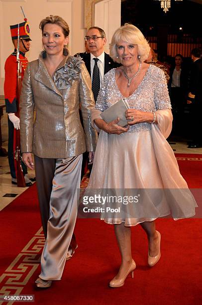 Camilla, Duchess of Cornwall attends a reception and dinner hosted by President Juan Manuel Santos and his wife Maria, the First Lady of Colombia at...