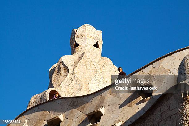 on roof of casa milà - la pedrera stockfoto's en -beelden