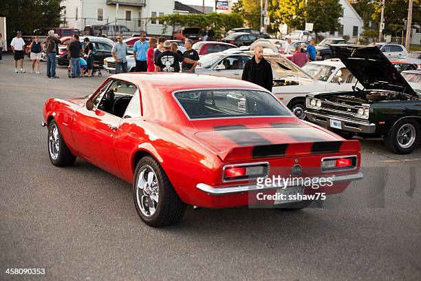 red 1967 chevrolet camaro ss - camaro stock pictures, royalty-free photos & images