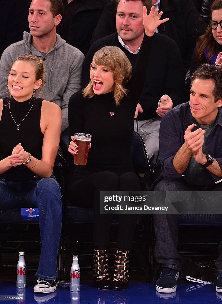 Celebrities Attend The Chicago Bulls Vs New York Knicks Game - October 29, 2014