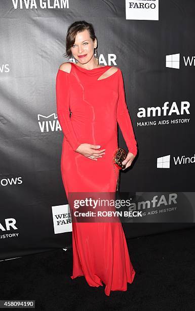 Model Milla Jovovich attends amfARs fifth annual Inspiration Gala in Los Angeles, October 29, 2014 at Milk Studios in Hollywood, California. AFP...