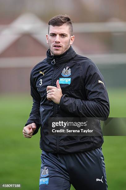 Davide Santon warms up during a training session at The Newcastle United Training Centre on October 30 in Newcastle upon Tyne, England.