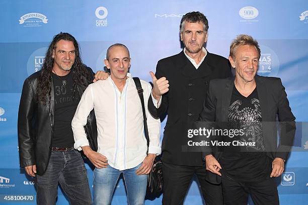 Rafa Sánchez, Luis Bolín, Mario Martínez of La Unión attend Lunas Del Auditorio Nacional 2014 at Auditorio Nacional on October 29, 2014 in Mexico...