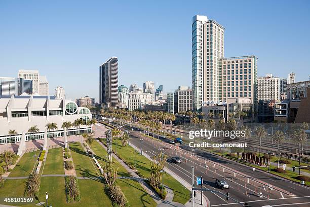 san diego convention center and downtown - san diego trolley stock pictures, royalty-free photos & images