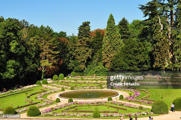 catherine de' medici's garden at château de chenonceau - chenonceau stock pictures, royalty-free photos & images