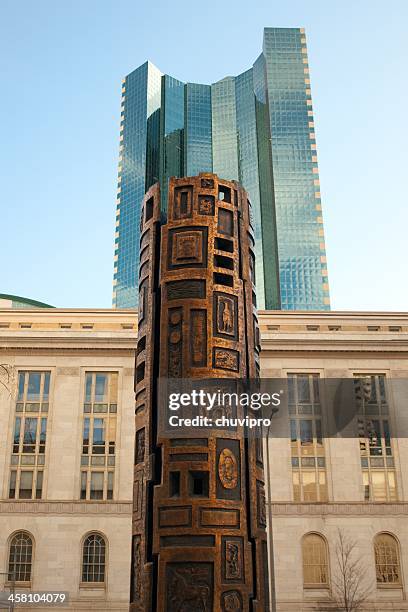 bronze bas-relief art column "federal services". - denver art stock pictures, royalty-free photos & images