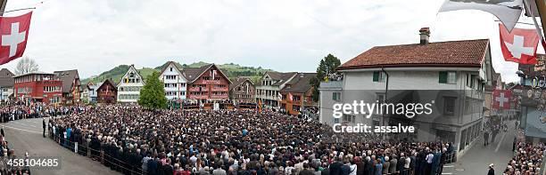 people of appenzell during the landsgemeinde, switzerland - may day celebrations around the world stock pictures, royalty-free photos & images