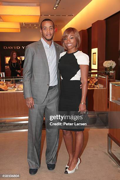 Monta Ellis and Juanika Ellis attend an in-store event hosted by David Yurman with Monta Ellis and Juanika Ellis benefiting Susan G. Komen October...