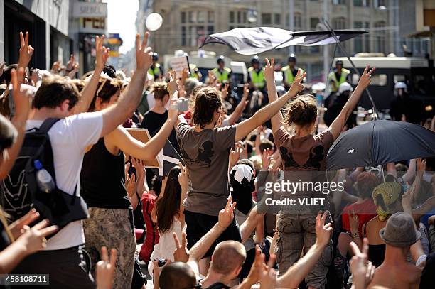 protest against government cutbacks in the arts sector - peaceful demonstration stock pictures, royalty-free photos & images
