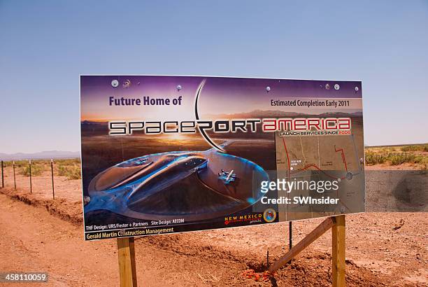 spaceport america site in new mexico - ruimtehaven stockfoto's en -beelden