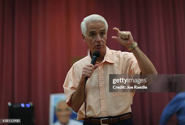 Former Florida Governor and now Democratic gubernatorial candidate Charlie Crist speaks during a campaign event at the Hollybrook Golf & Tennis Club...