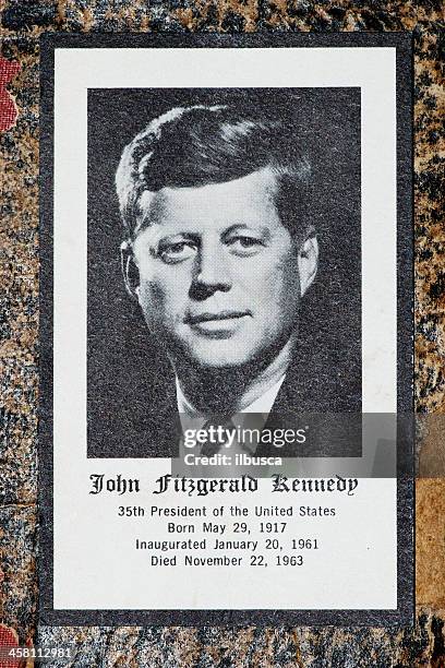 john fitzgerald kennedy funeral prayer obituary card - john kennedy stock pictures, royalty-free photos & images