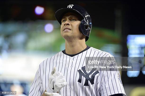 New York Yankees third baseman Alex Rodriguez flies out 4th inning, New York Yankees vs. Tampa Bay Rays at Yankee Stadium. Tuesday September 24,...