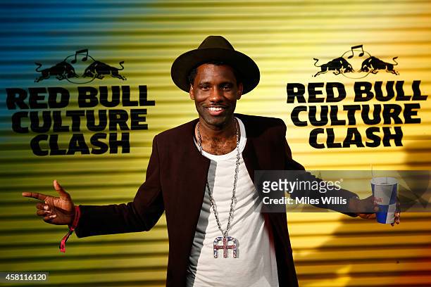 Wretch 32 arrives prior to Red Bull Culture Clash at Earls Court on October 30th in London, England.