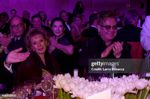 Lily Safra and Founder Sir Elton John attend the Elton John AIDS Foundation's 13th Annual An Enduring Vision Benefit at Cipriani Wall Street on...