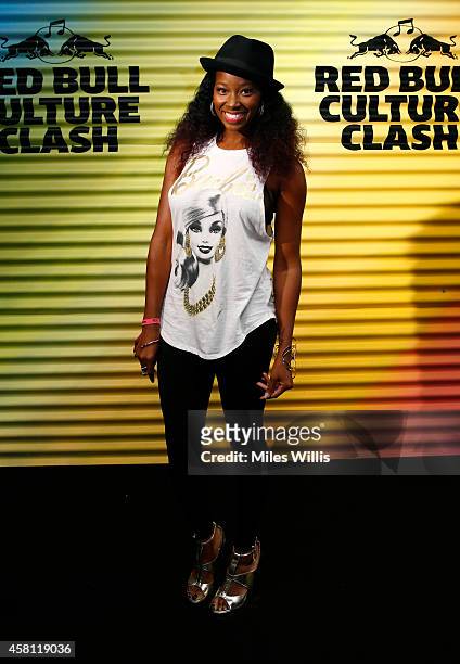 Jamelia arrives prior to Red Bull Culture Clash at Earls Court on October 30, 2014 in London, England.
