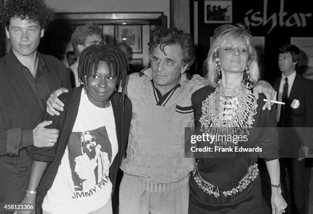 David Claessen and wife Whoppi Goldberg, Peter Falk and wife Shera Danese attend the movie premiere of "Ishtar" on May 13, 1987 in Century City,...