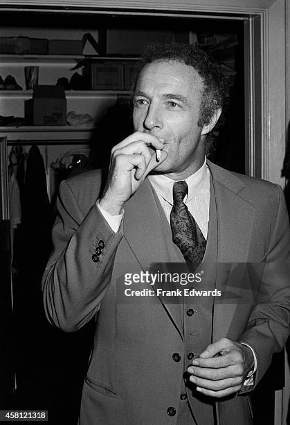 James Caan smokes a cigarette before seeing the play "Come Blow Your Horn" at Hollywood's Huntington Hartford Theatre in October, 1981 in Los...