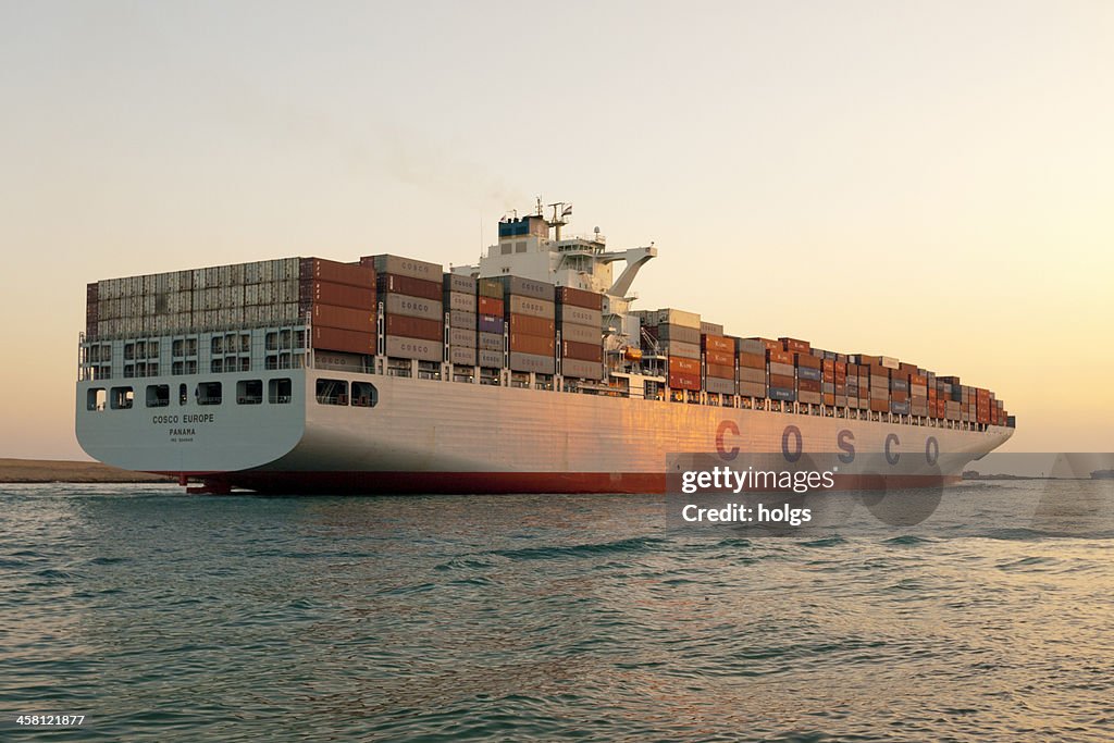 Container Ship, Suez Canal in Egypt
