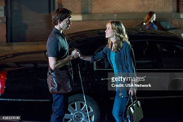 Starlings of the Slipstream" Episode 512 -- Pictured: Christopher Gorham as Auggie Anderson, Piper Perabo as Annie Walker --