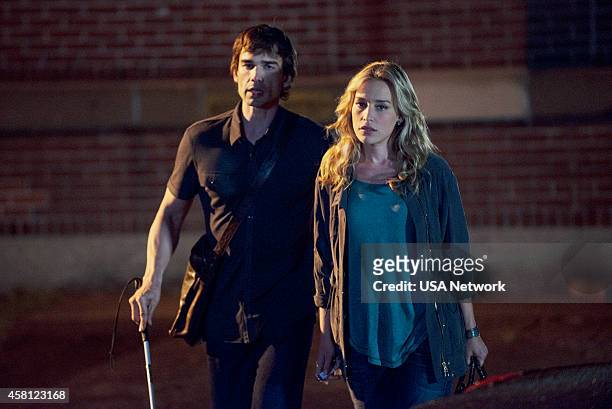 Starlings of the Slipstream" Episode 512 -- Pictured: Christopher Gorham as Auggie Anderson, Piper Perabo as Annie Walker --