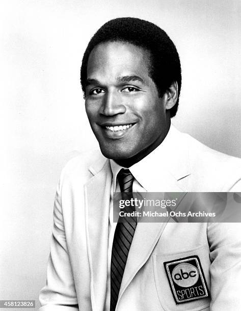 Former NFL player and TV announcer O.J. Simpson poses for a portrait in this publicity still for Monday Night Football on ABC Sports circa 1984.